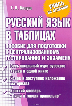 Книга Русский язык в таблицах. Пособие для подготовки к централизованному тестированию и экзамену на ReadRate.com книга Русский язык в таблицах. Пособие для подготовки к централизованному тестированию и экзамену